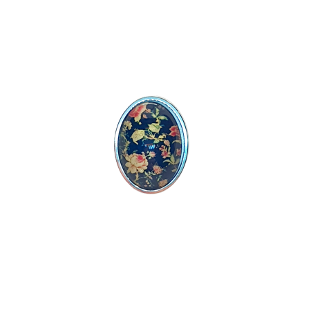 ring steel silver vintange flowers